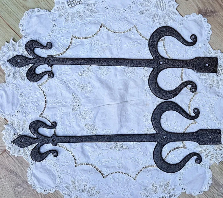 Pair of Antique English Victorian Wrought Iron Hinges