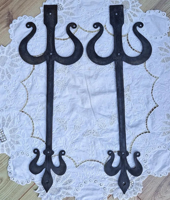 Pair of Antique English Victorian Wrought Iron Hinges