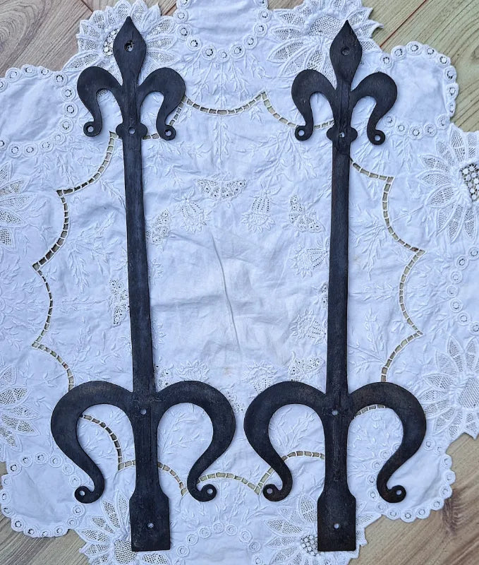 Pair of Antique English Victorian Wrought Iron Hinges