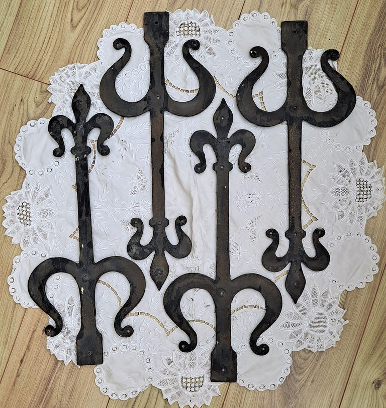 Pair of Antique English Victorian Wrought Iron Hinges