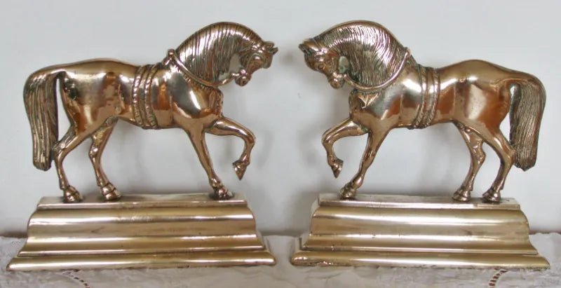 Pair Brass Chimney Horses 1