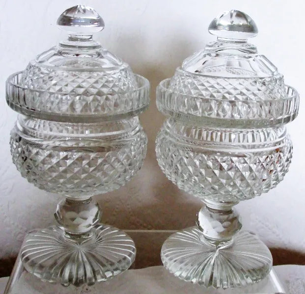 Pair Cut Glass Sweetmeat Dishes
