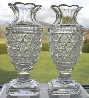 Pair Cut Glass Vases