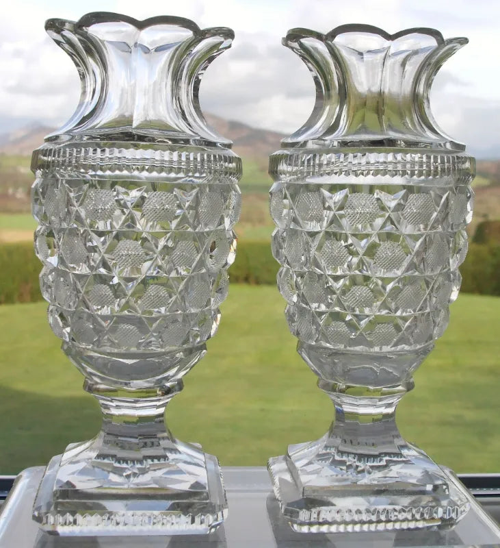 Pair Cut Glass Vases