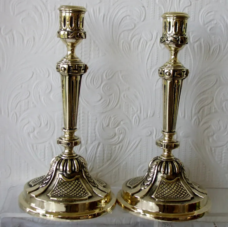 Pair French Brass Candlesticks