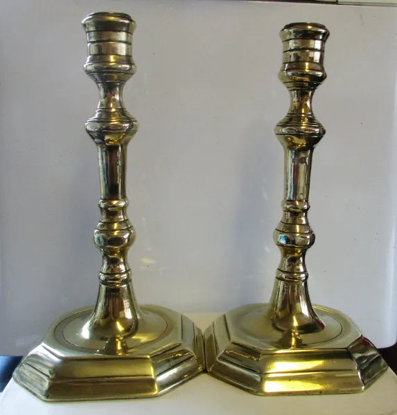 Pair Georgian Brass Candlesticks 13