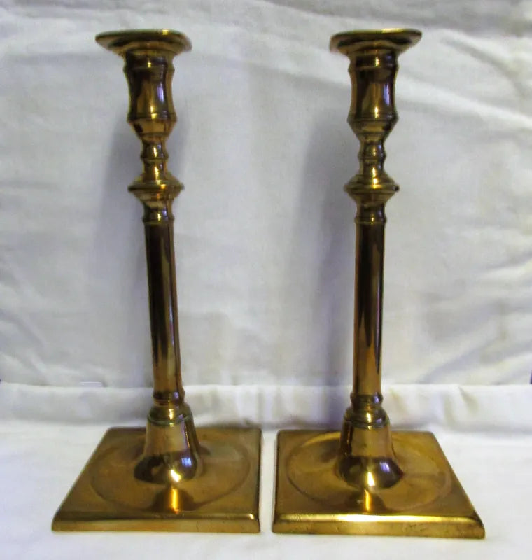 Pair Georgian Brass Candlesticks 14