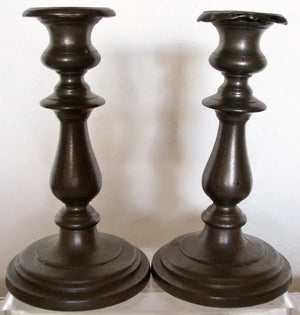 Pair Georgian Pewter Candlesticks