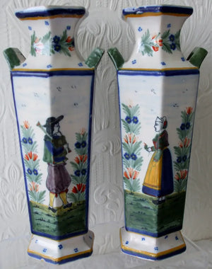 Pair HR Quimper Vases