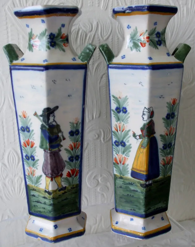 Pair HR Quimper Vases