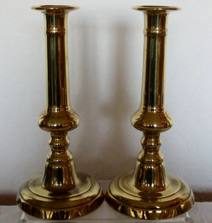 Pair of Antique English Late Georgian Brass Candlesticks