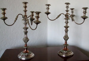 Pair of Antique English Victorian Old Sheffield Plate Candelabra