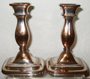 Pair of Antique English Georgian Old Sheffield Plate Candlesticks