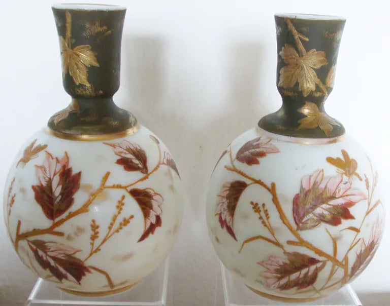 Pair Opaline Japonaiserie Vases
