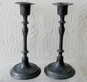 Pair Pewter Candlesticks 2