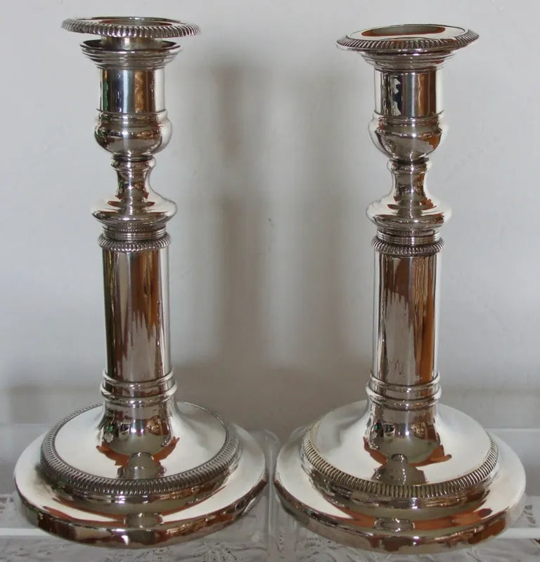 Pair of Victorian Silver Plated Telescopic Candlesticks