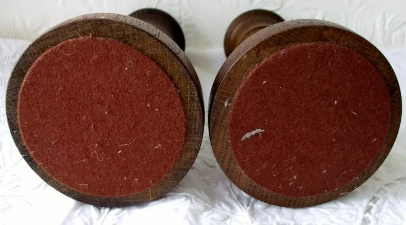 Pair of Antique Welsh Victorian Turned Oak Candlesticks