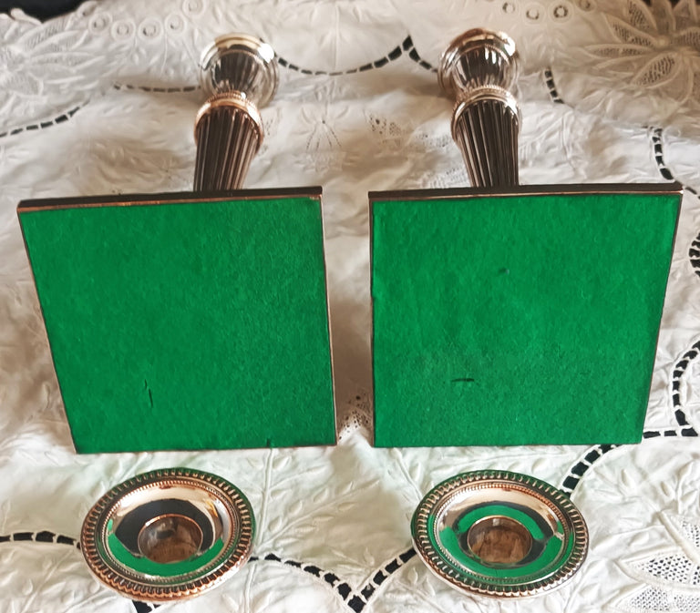 Pair of Antique English Georgian Old Sheffield Plate Candlesticks
