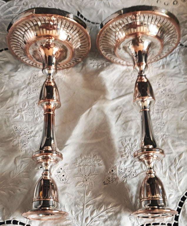 Pair of Antique English Georgian Old Sheffield Plate Candlesticks