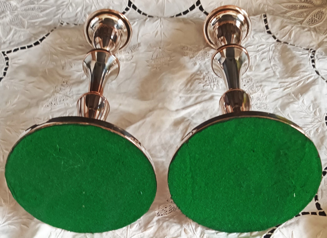 Pair of Antique English Georgian Old Sheffield Plate Candlesticks