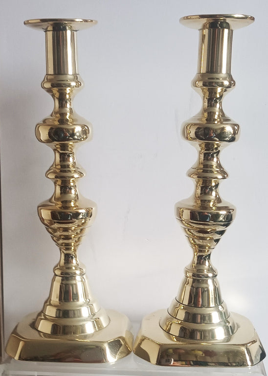 Pair of Antique English Victorian Brass Candlesticks