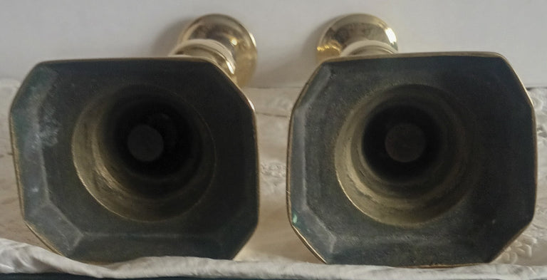 Pair of Antique English Victorian Brass Candlesticks