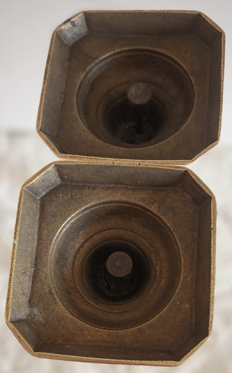 Pair of Antique English Victorian Brass Candlesticks