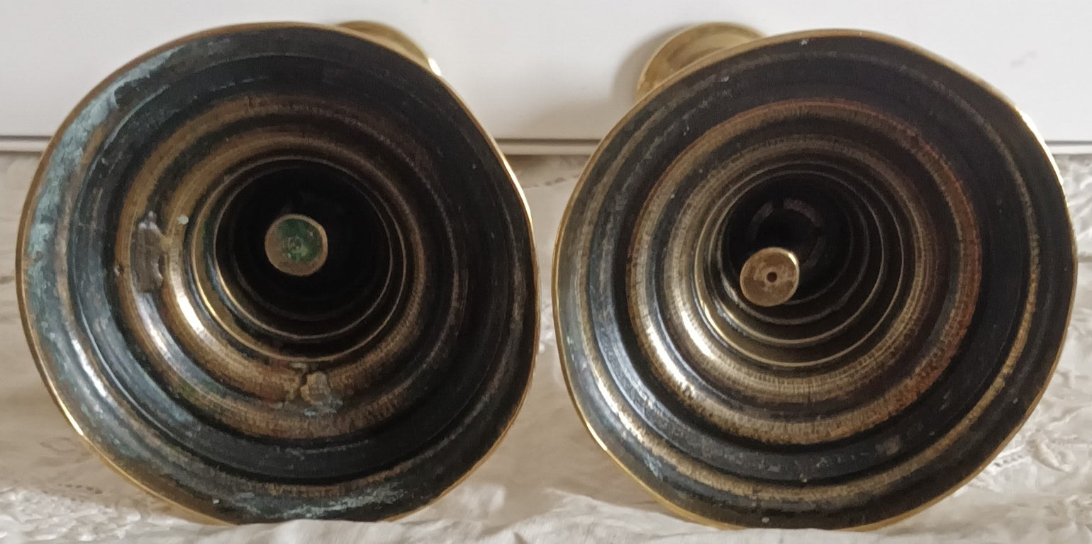 Pair of Antique English Victorian Brass Candlesticks