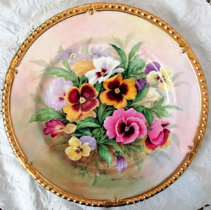 Porcelain Cabinet Plate ~ "Pansies"