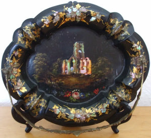 Antique English Victorian Papier-mâché Card Basket
