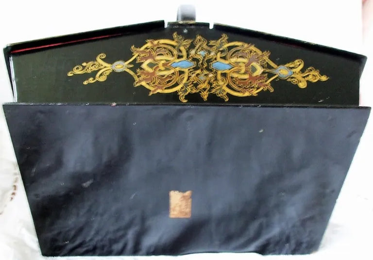 Antique English Victorian Papier-mâché Needlework Casket