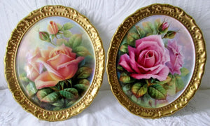 Pair of Vintage Paragon "Roses" Plaques signed F. Wright
