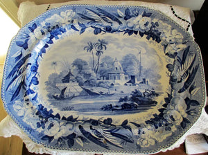 Georgian Blue & White "Part of the City of Moorshedabad" Platter