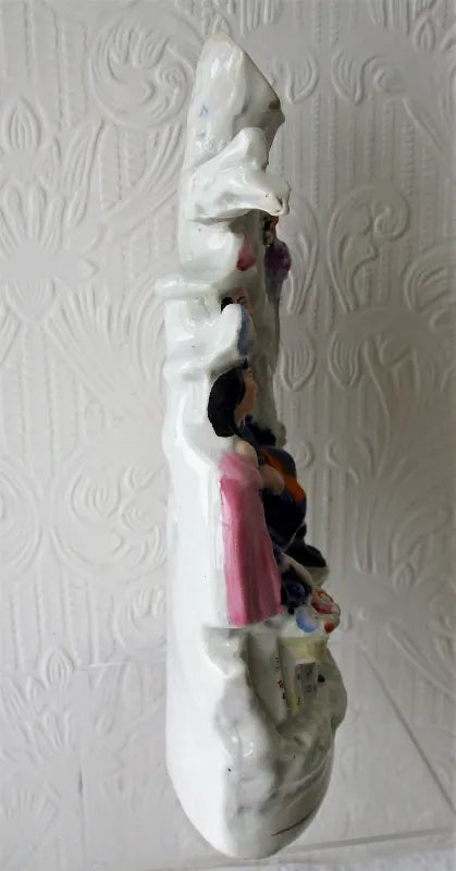 Antique Victorian Staffordshire Pastoral Spill Vase Figure Group