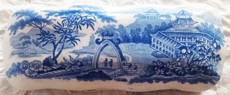 Antique English Georgian Blue and White Transfer Toothbrush Box
