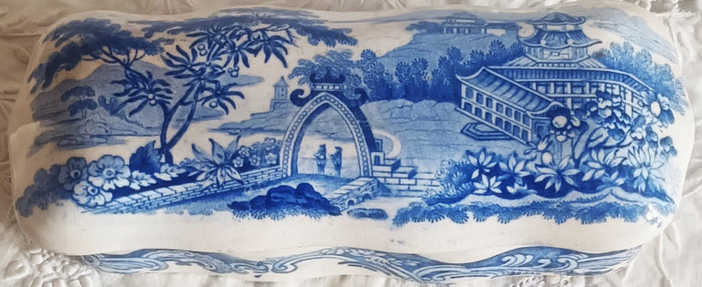 Antique English Georgian Blue and White Transfer Toothbrush Box