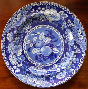 Antique Georgian Blue & White Transfer "Peach & Cherry" Plate ~ Stubbs & Kent