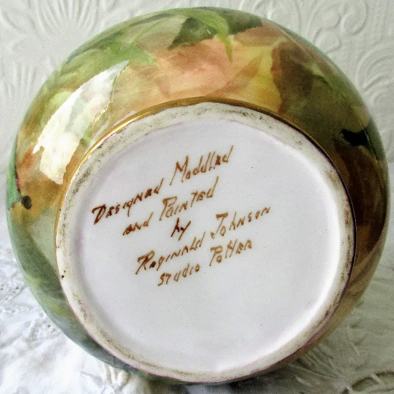 Pair of Hand-Painted & Gilded Porcelain Vases ~ Roses and Orchids