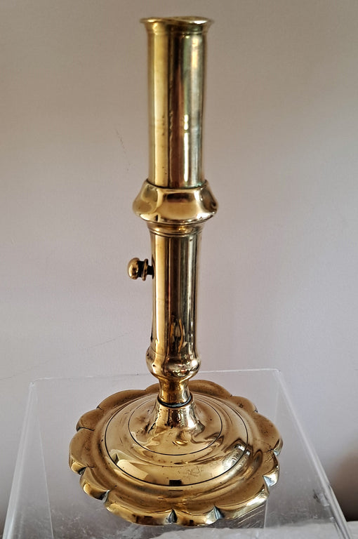 Antique English Georgian Petal Based Brass Candlestick