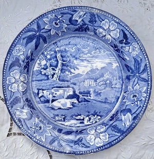 Antique Georgian Blue & White Transfer "Wiseton Hall" Plate ~ Pettys & Co.
