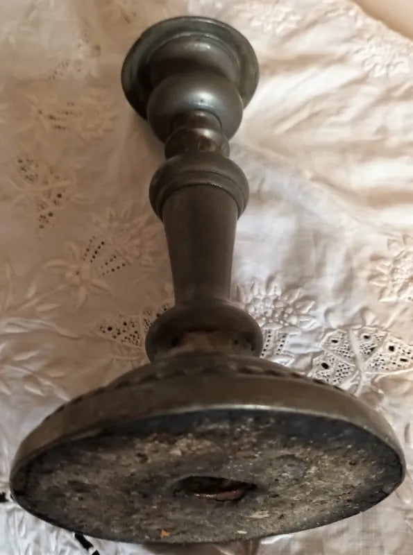 Antique English Georgian Pewter Candlestick