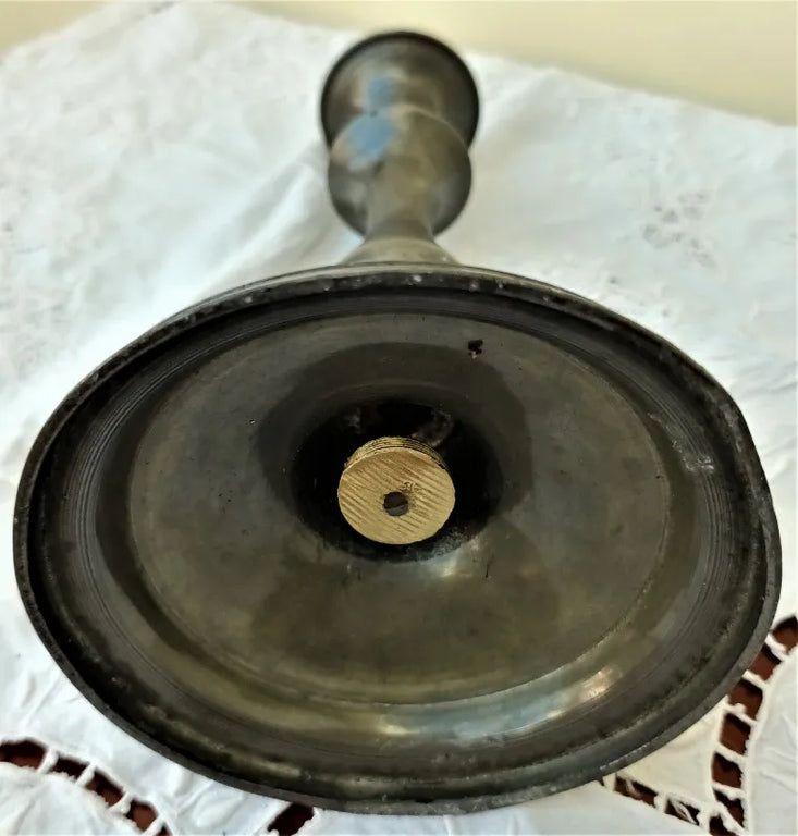 Antique English Georgian Pewter Candlestick