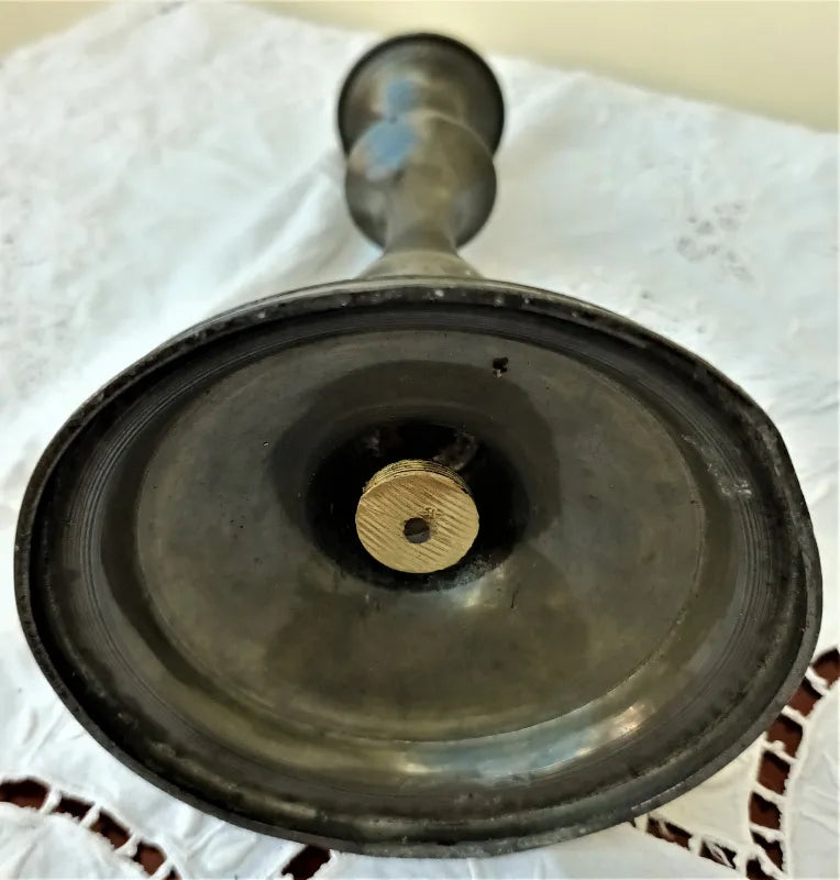 Antique English Georgian Pewter Candlestick