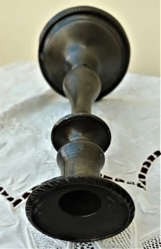 Antique English Georgian Pewter Candlestick