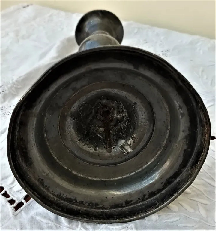 Antique English Georgian Pewter Candlestick