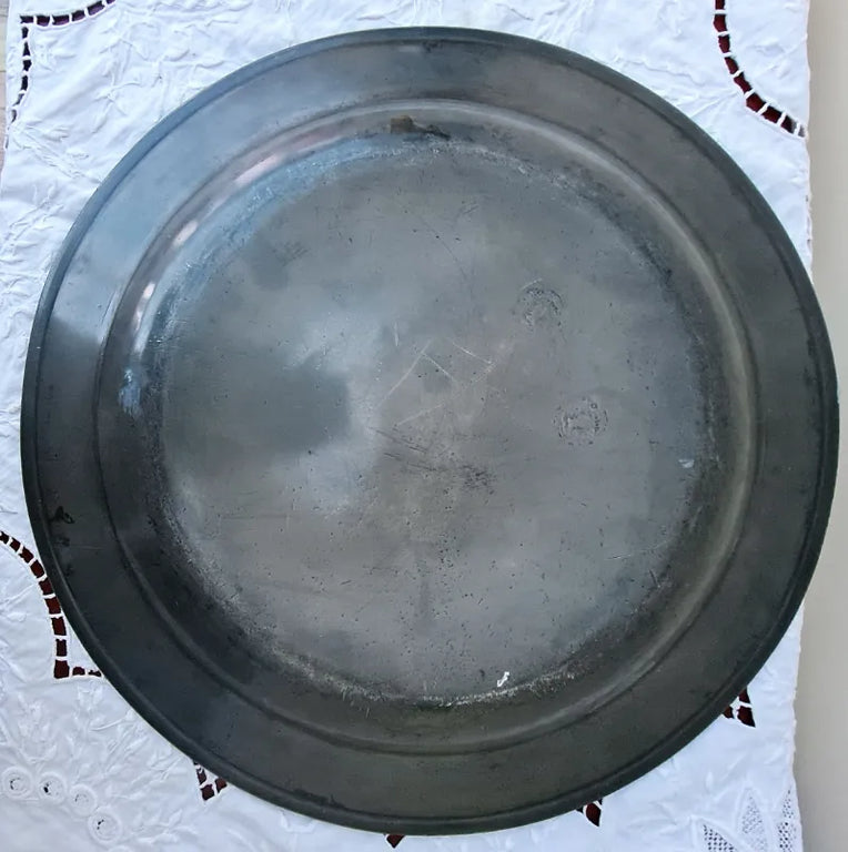 Antique English Georgian Pewter Dish / Charger