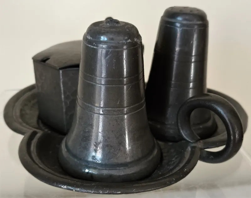Vintage English Pewter Cruet Set