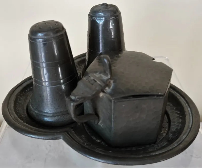 Vintage English Pewter Cruet Set