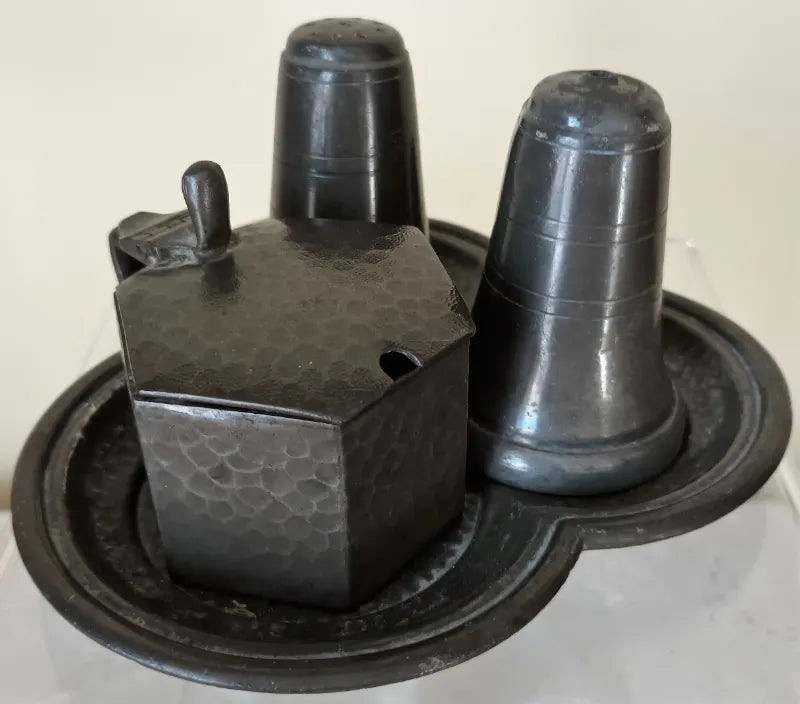 Vintage English Pewter Cruet Set