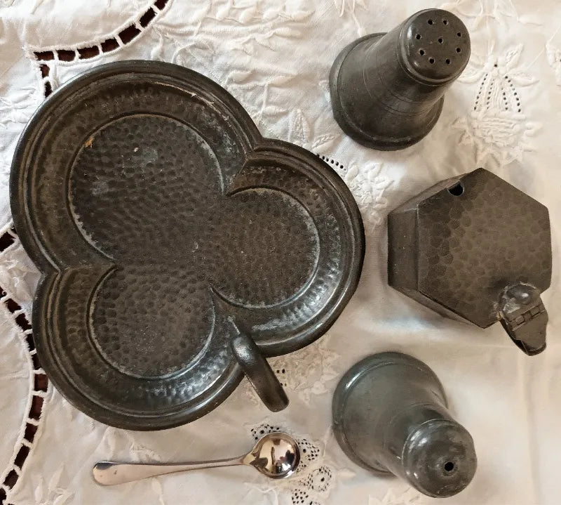 Vintage English Pewter Cruet Set